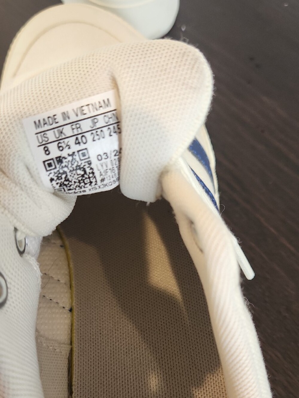 adidas Cream Platform Sneakers with Navy Three Stripes - Picture 9 of 9